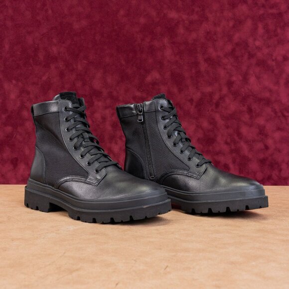 Vince Men Raider Black Leather Fabric Lace-up Zip Combat Boots sz 7.5US EUR40.5 main image 7